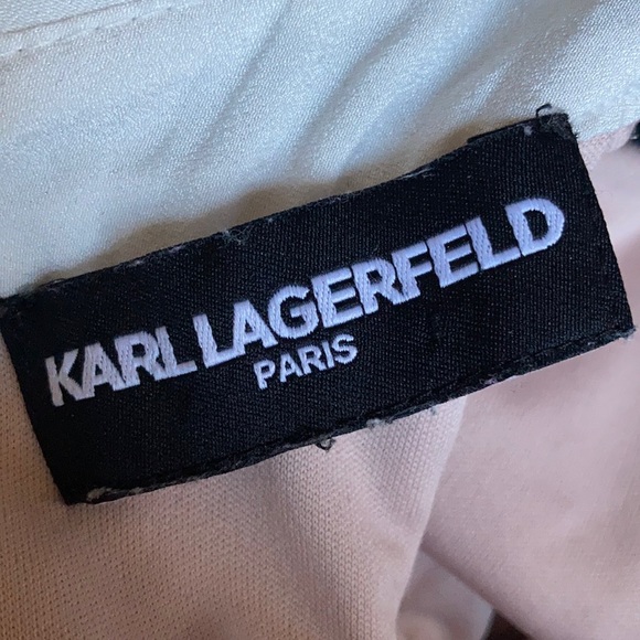 Adorable Karl Lagerfeld Paris Black & Pink Lace Short Sleeve Shirt - Picture 5 of 9